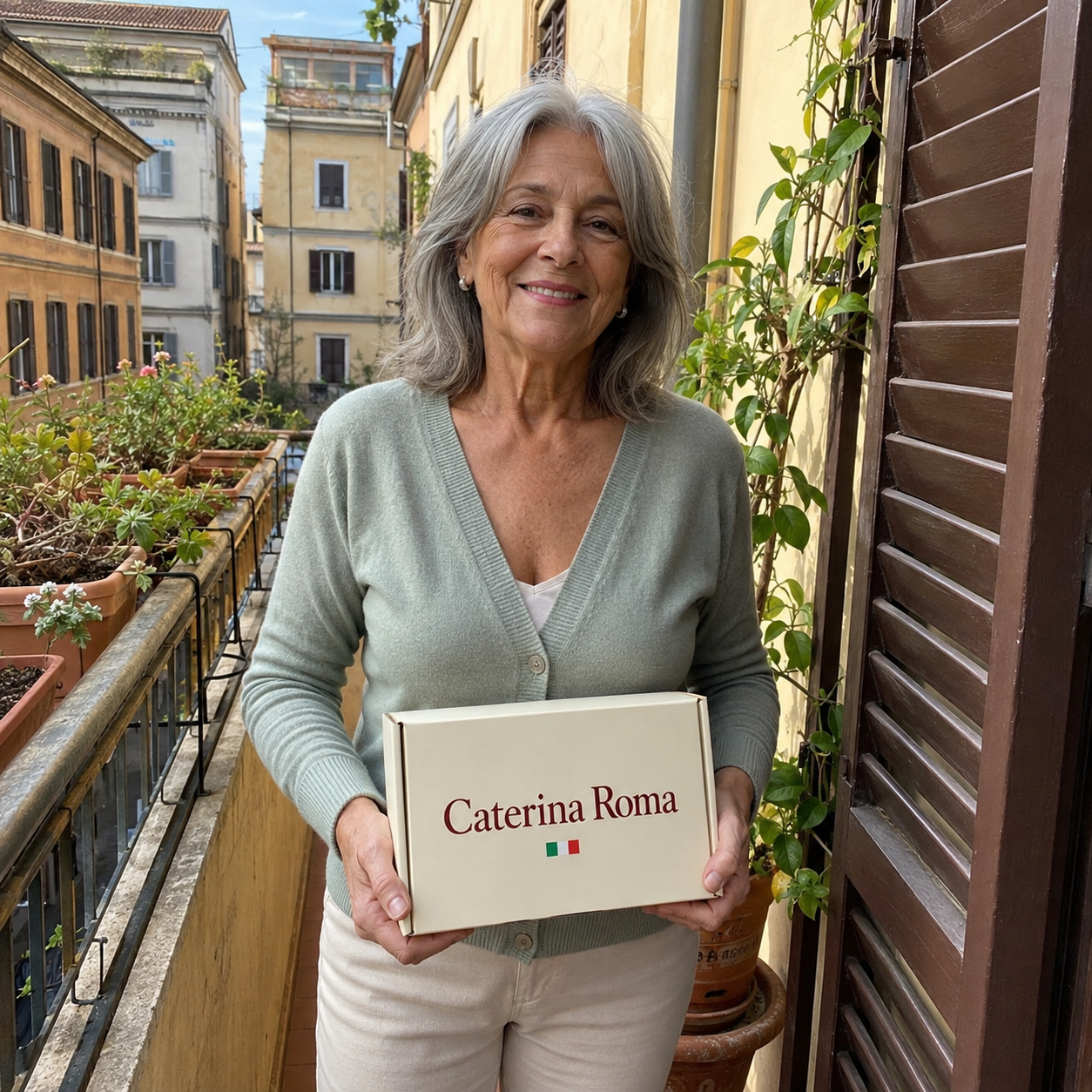 Customer with Caterina Roma package