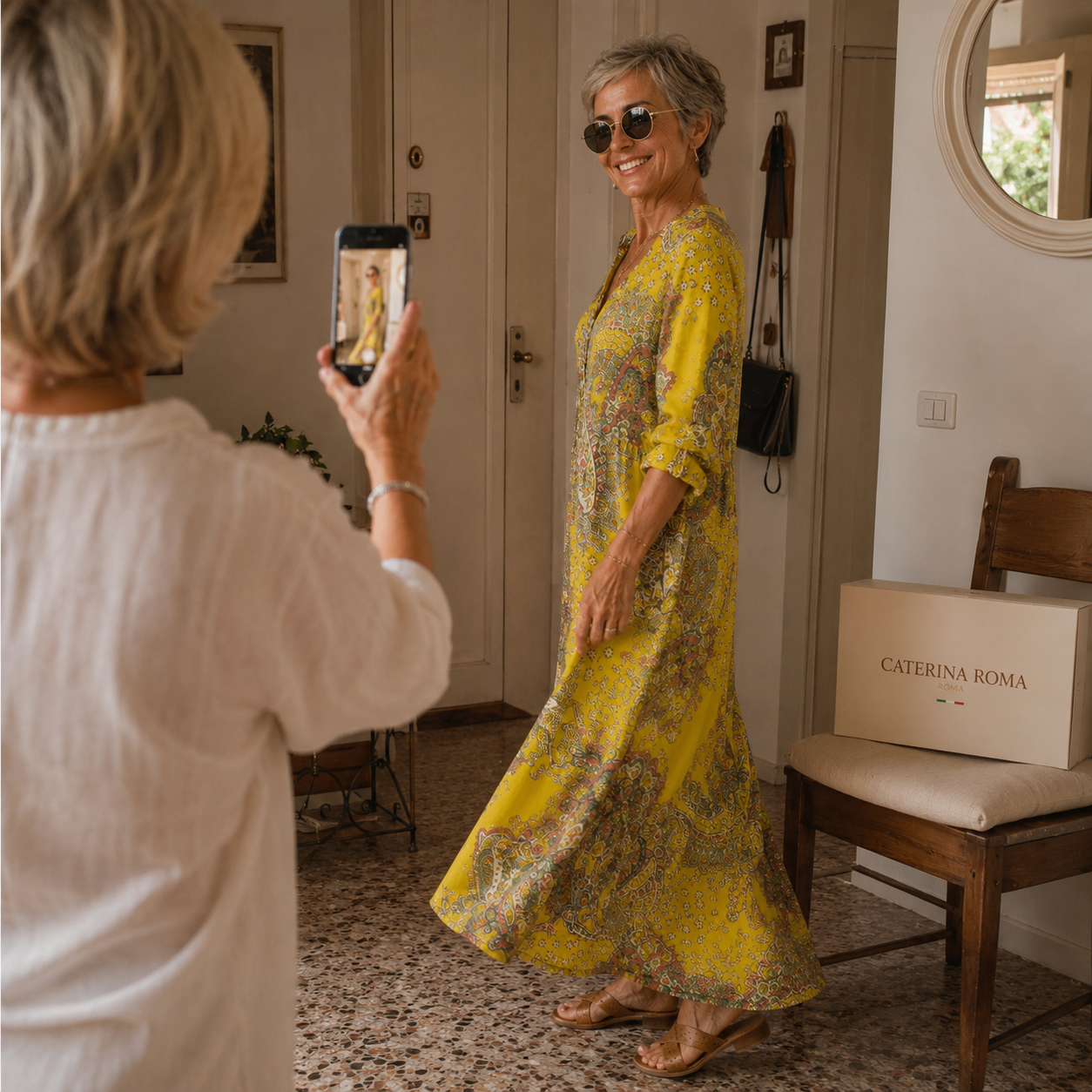Woman wearing a Caterina Roma dress
