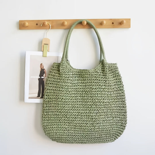 Matilde | Woven Straw Crossbody Bag - Sage Green