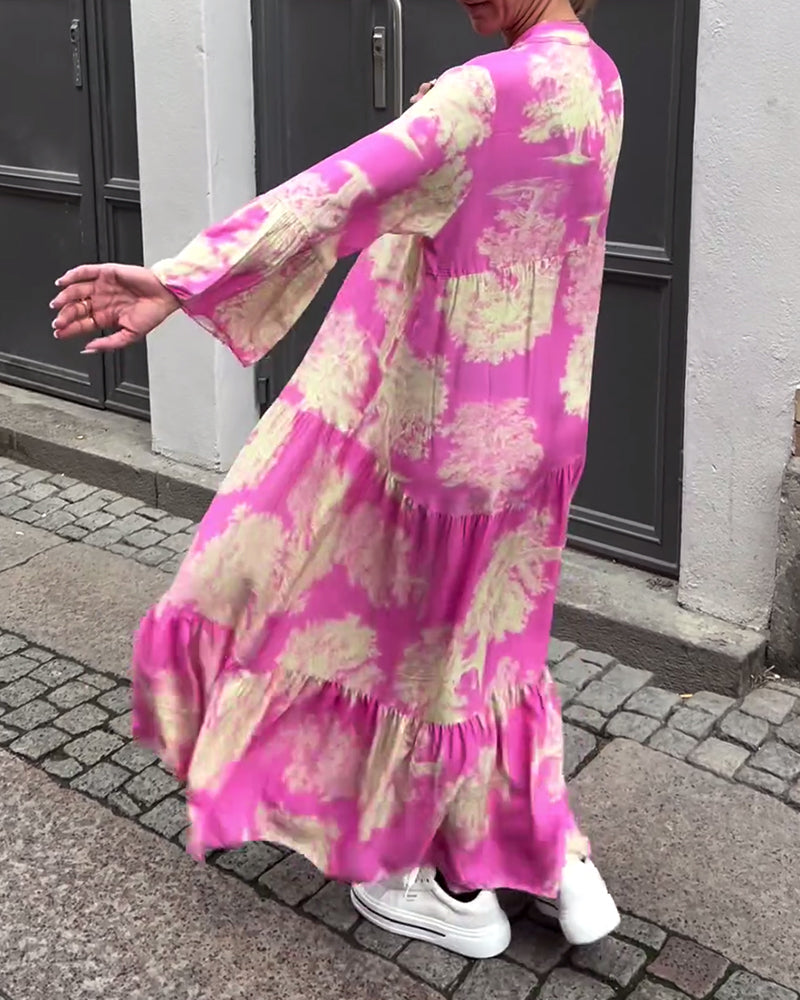 Giavanna | Casual Printed Long Dress with Bell Sleeves
