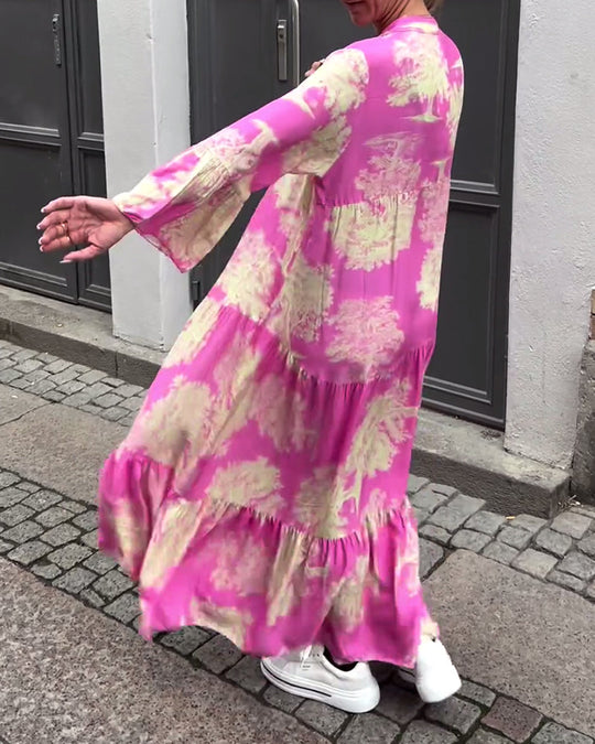 Giavanna | Casual Printed Long Dress with Bell Sleeves