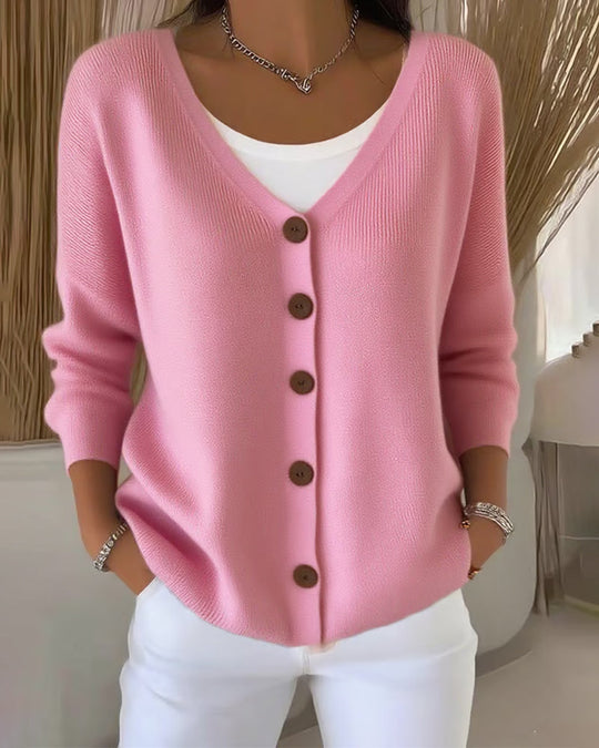 Camélia | Buttoned Knit Cardigan with Structured Silhouette