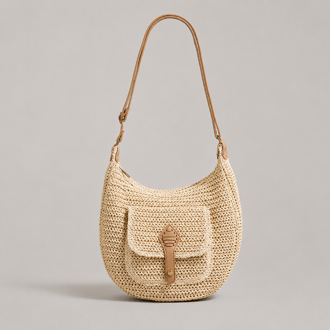 Valentina | Everyday Woven Shoulder Bag - Beige