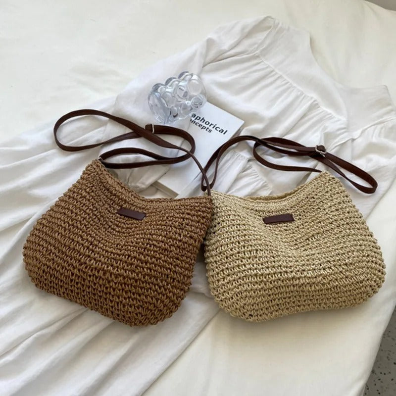 Camille | Elegant Woven Bag with Round Handles
