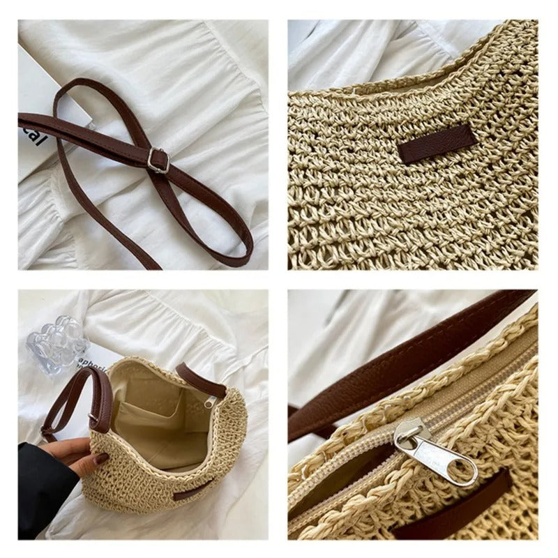 Camille | Elegant Woven Bag with Round Handles