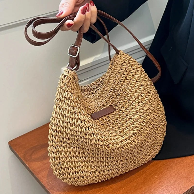 Camille | Elegant Woven Bag with Round Handles