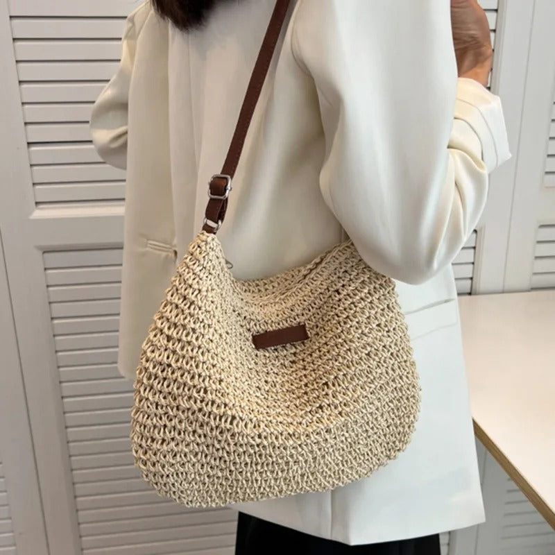 Camille | Elegant Woven Bag with Round Handles
