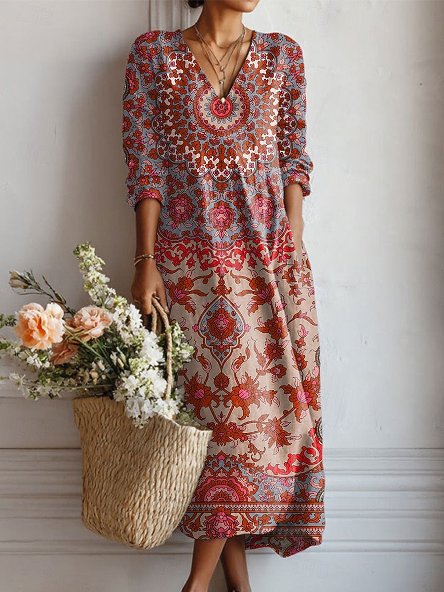 Gabrielle | Long Vintage Medallion Dress