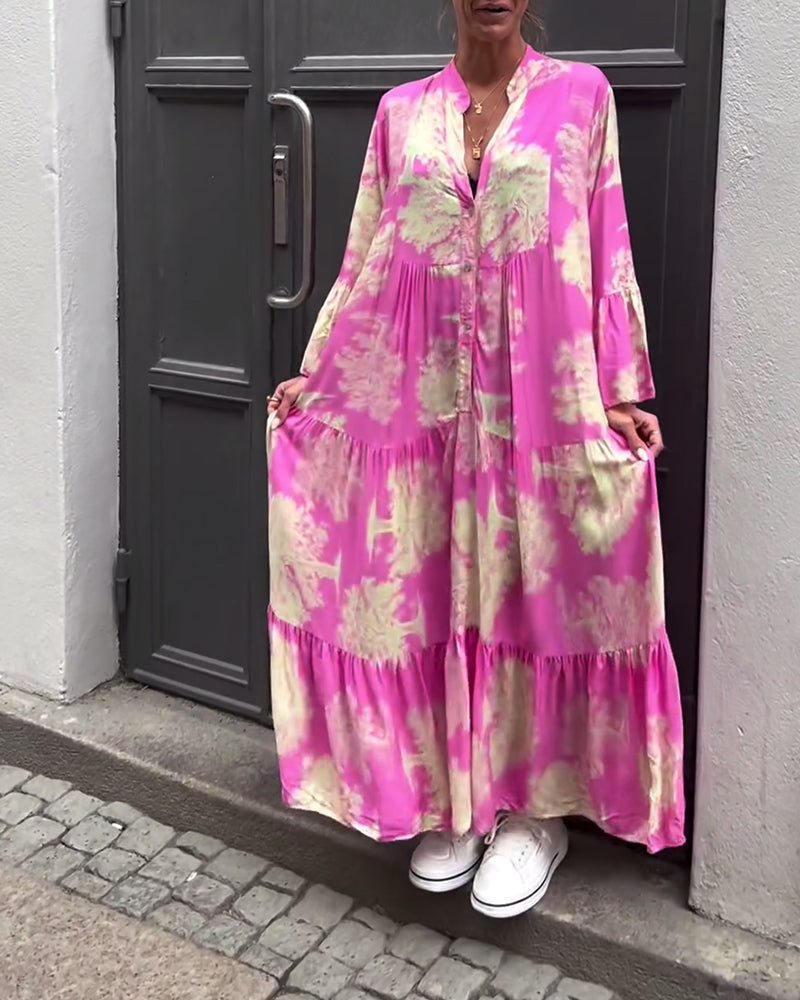 Giavanna | Casual Printed Long Dress with Bell Sleeves
