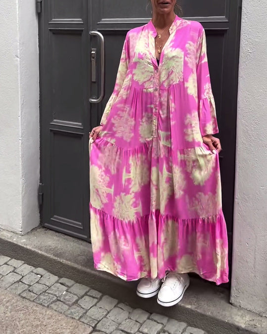 Giavanna | Casual Printed Long Dress with Bell Sleeves