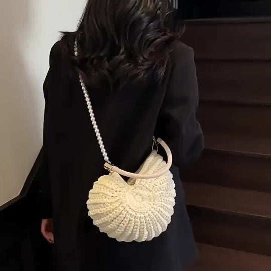Tamara | Woven Tote Bag with Chain Strap - Cream White