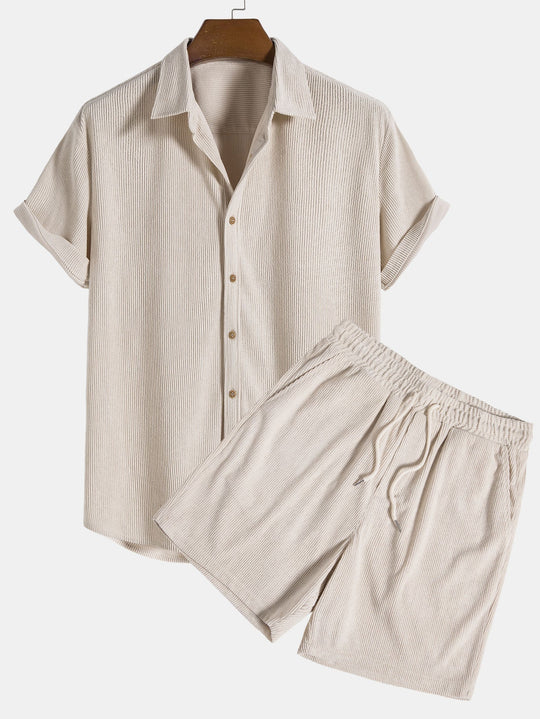 Gregorio | Classic Ribbed Polo Set and Shorts for Men