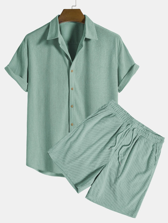 Gregorio | Classic Ribbed Polo Set and Shorts for Men