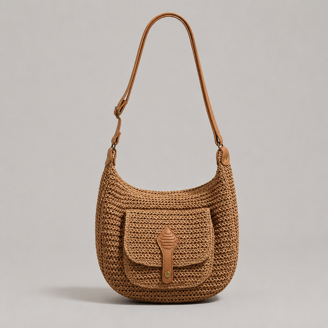 Chiara | Everyday Woven Shoulder Bag - Brown
