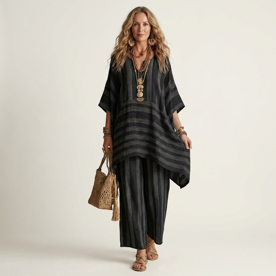 Alessia | Two-Piece Cotton-Linen Striped Set in 5 Colors