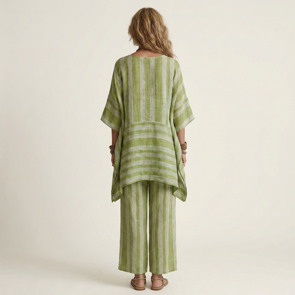 Alessia | Two-Piece Cotton-Linen Striped Set in 5 Colors