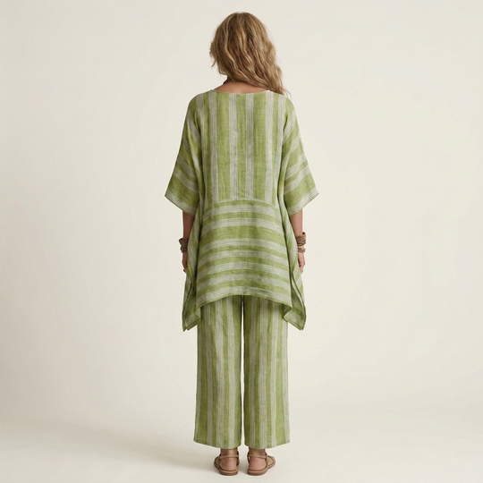 Alessia | Two-Piece Cotton-Linen Striped Set in 5 Colors