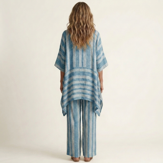 Alessia | Two-Piece Cotton-Linen Striped Set in 5 Colors