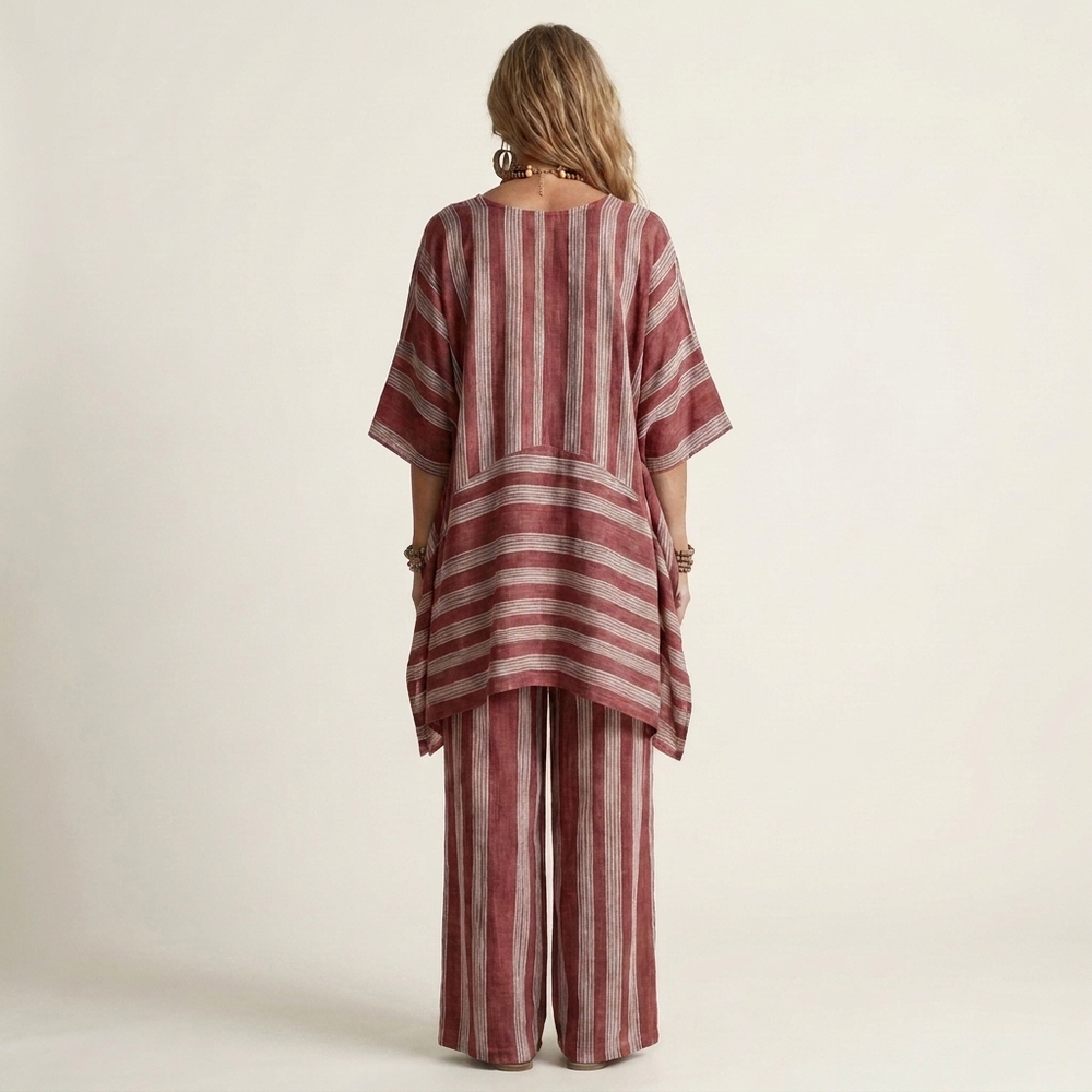 Alessia | Two-Piece Cotton-Linen Striped Set in 5 Colors