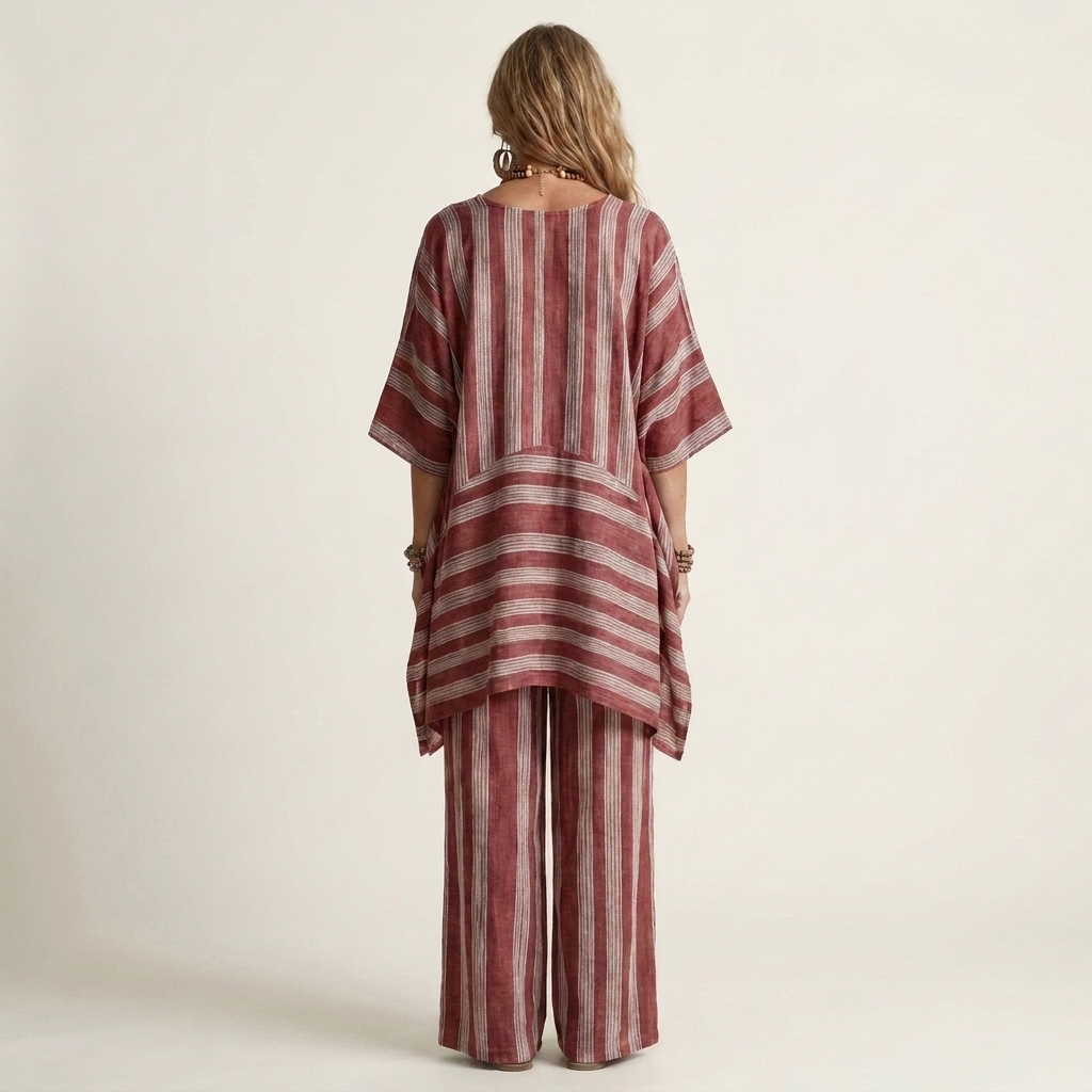 Alessia | Two-Piece Cotton-Linen Striped Set in 5 Colors