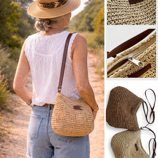 Dina | Elegant Woven Bag - Dark Brown