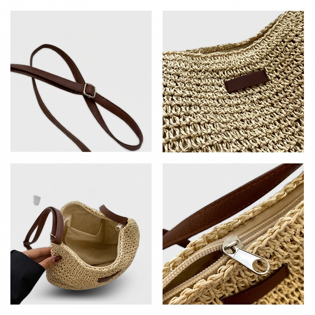 Dina | Elegant Woven Bag - Dark Brown