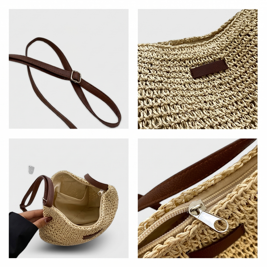 Dina | Elegant Woven Bag - Dark Brown