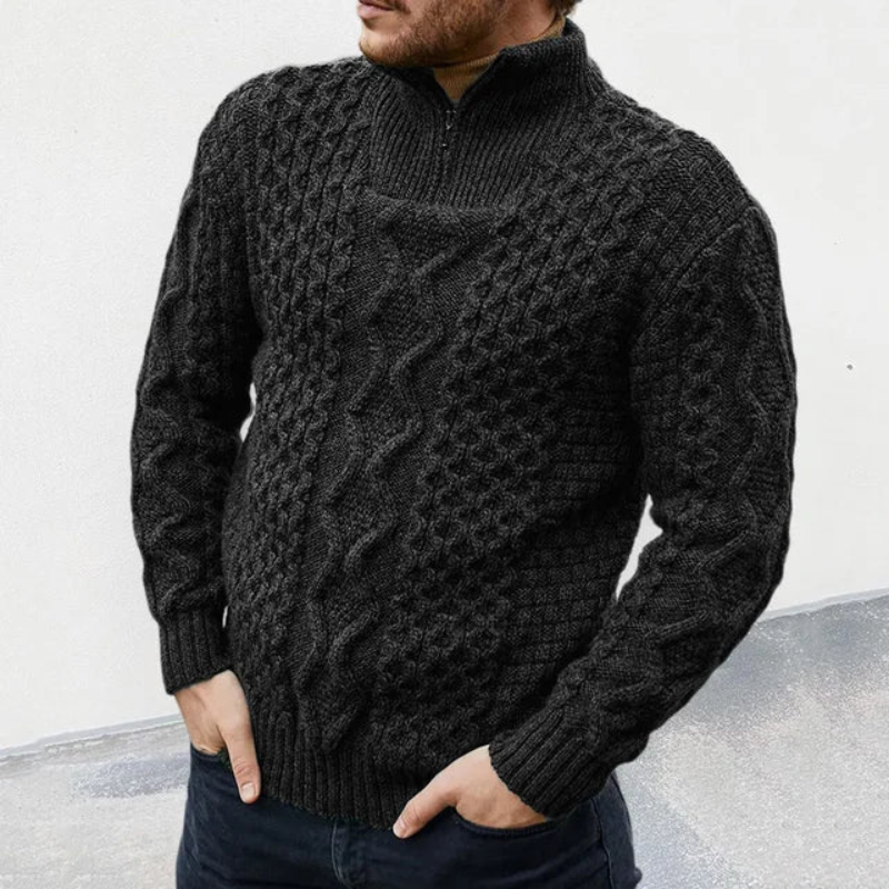 Quinn | Men's Zip-Up Knit Turtleneck Sweater