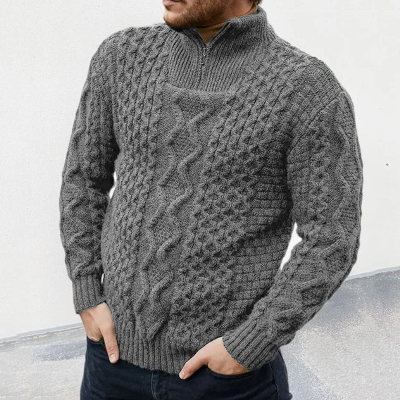 Quinn | Men's Zip-Up Knit Turtleneck Sweater