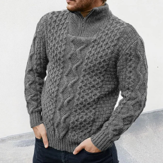 Quinn | Men's Zip-Up Knit Turtleneck Sweater