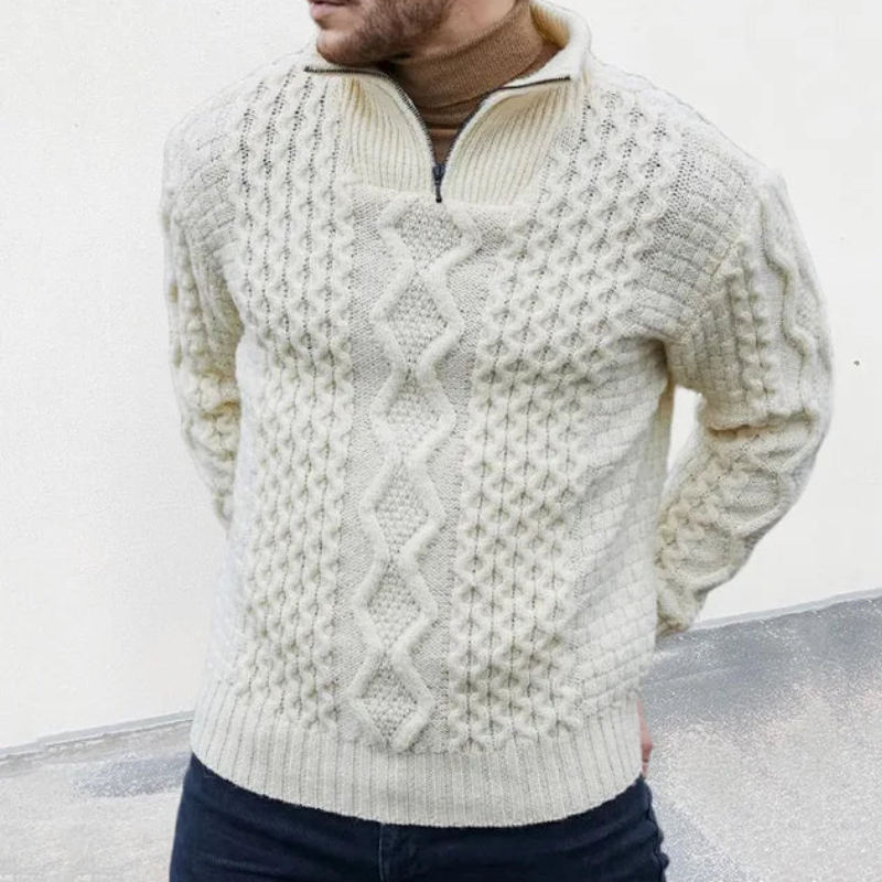 Quinn | Men's Zip-Up Knit Turtleneck Sweater