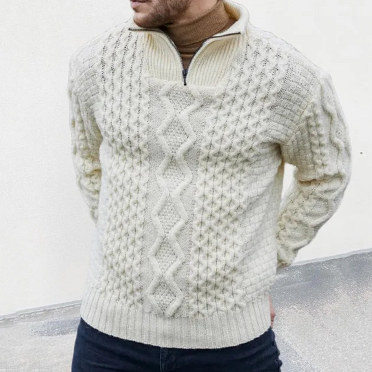Quinn | Men's Zip-Up Knit Turtleneck Sweater
