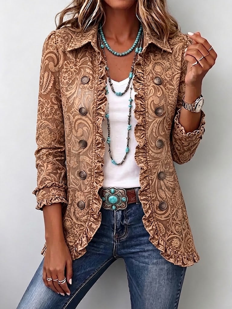 Concepción | Vintage Floral Jacket with Ruffles