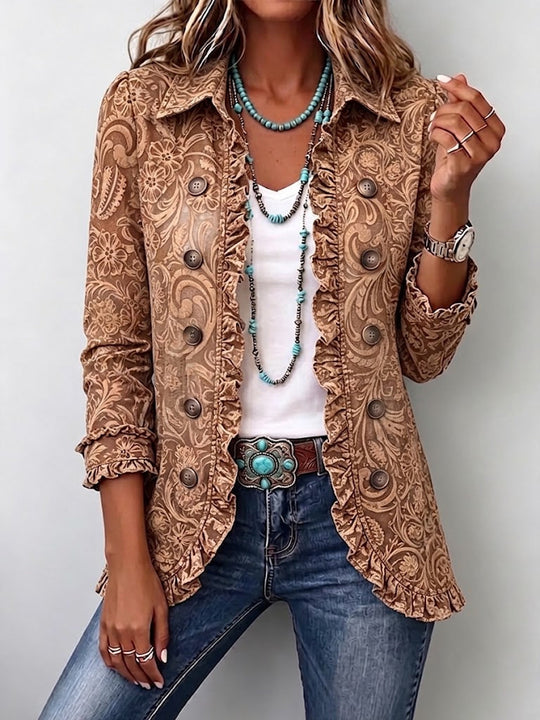 Concepción | Vintage Floral Jacket with Ruffles