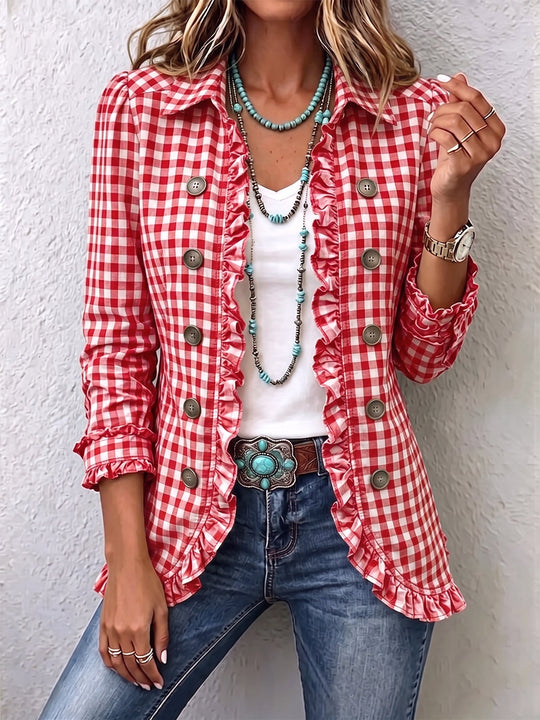 Purificación | Vichy Check Jacket with Ruffles