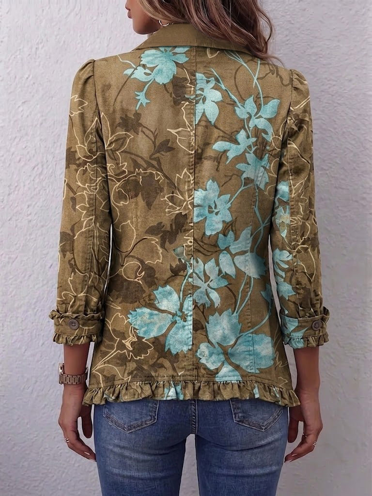 Health | Floral Gradient Jacket with Ruffles