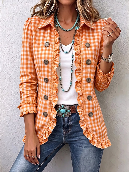 Purificación | Vichy Check Jacket with Ruffles