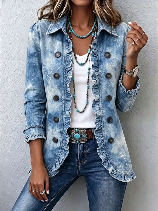Genoveva | Botanical Ombre Jacket with Ruffles