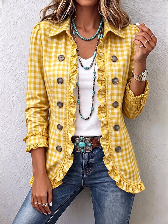 Purificación | Vichy Check Jacket with Ruffles