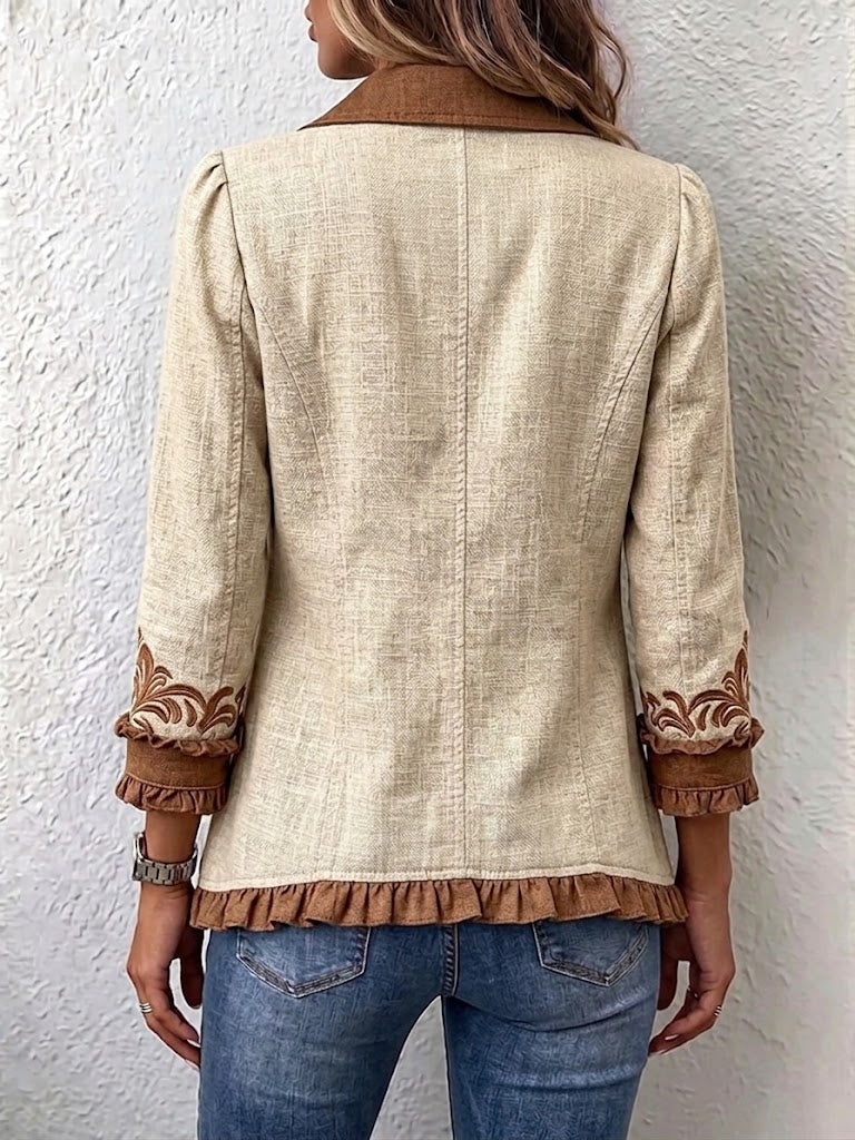 Almudena | Embroidered Floral Jacket with Ruffles