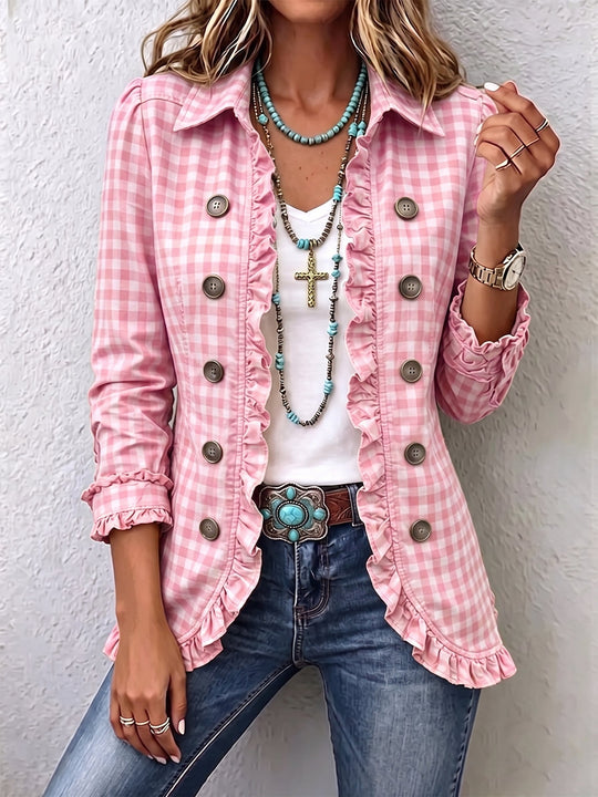Purificación | Vichy Check Jacket with Ruffles