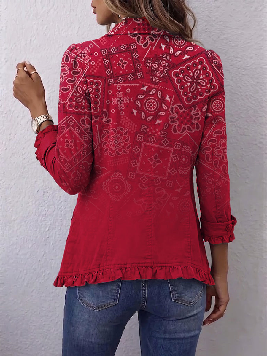Clotilde | Gradient Cashmere Jacket with Ruffles