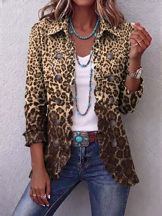 Nazaret | Leopard Jacket with Ruffles