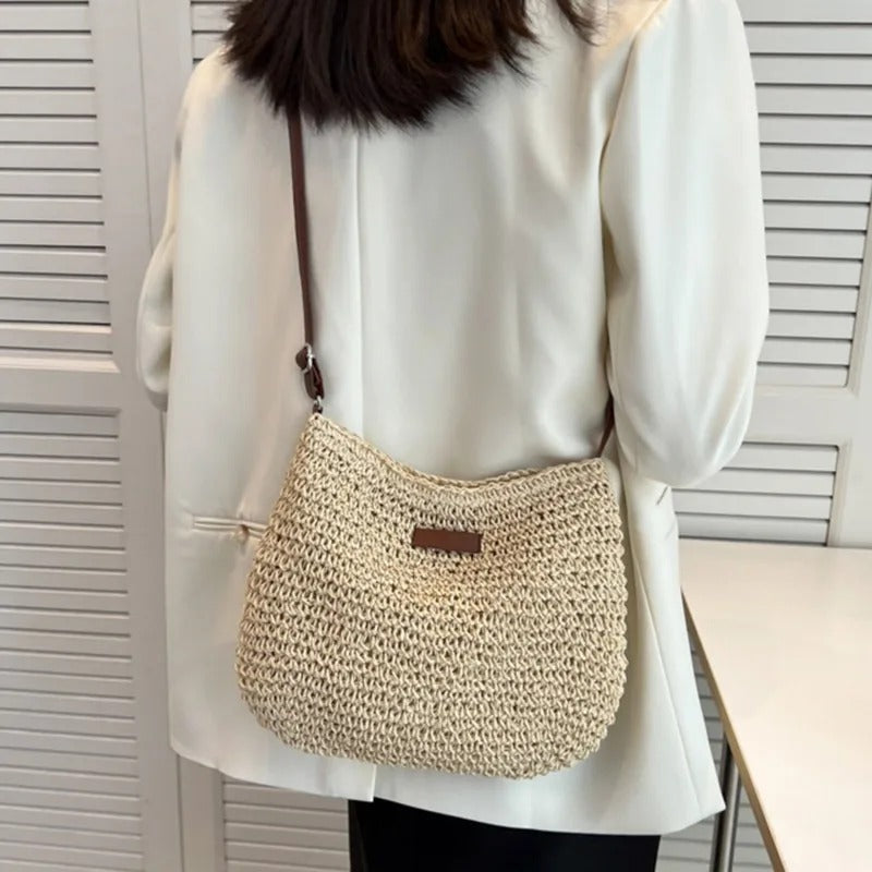 Camille | Elegant Woven Bag with Round Handles