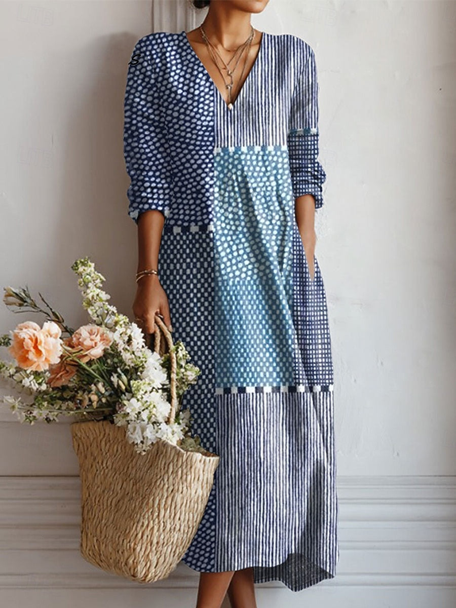 Clémence | Long Dress Blue Mosaic